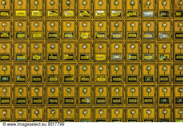 Full frame of retro mailboxes