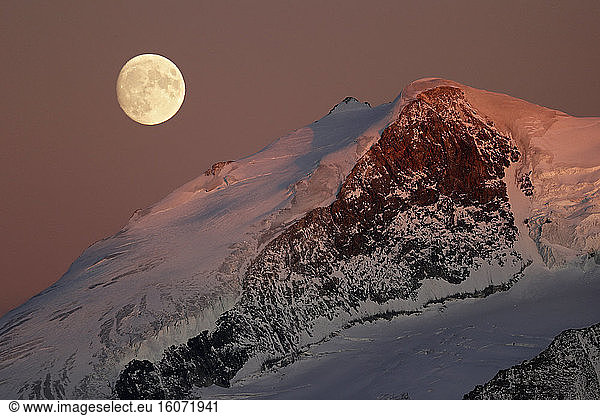 Full moon over the Valais Alps  Switzerland