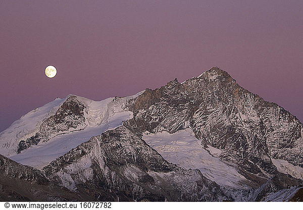Full moon over the Valais Alps  Switzerland