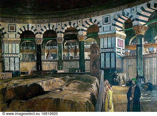 Fulleylove John - Innenansicht der Omar-Moschee in Jerusalem - Britische Schule - 19. Jahrhundert.