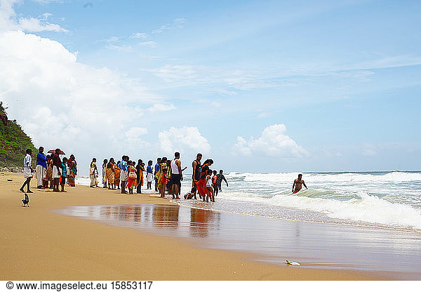 Funeral ceremony performed by local people on Varkala beach in Kerala