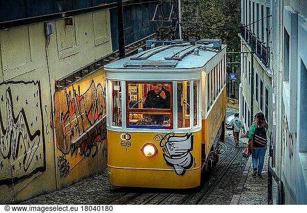 Funicular railway Ascensor do Lavra  Lisbon  Portugal  Europe