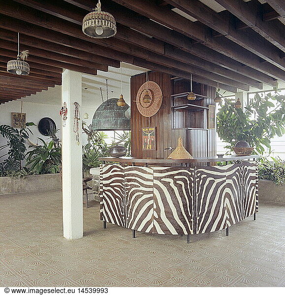 furnishings  apartment with exotic interior decoration  Ethiopian design  1971