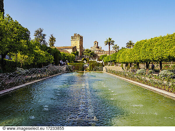 Gärten des Alcazar de los Reyes Cristianos (Alcazar der christlichen Könige)  UNESCO-Weltkulturerbe  Cordoba  Andalusien  Spanien  Europa