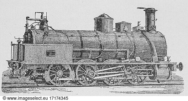 Güterlokomotive  der moderne Mechaniker  Verlag für kommerzielle Buchhandlungen  1890.