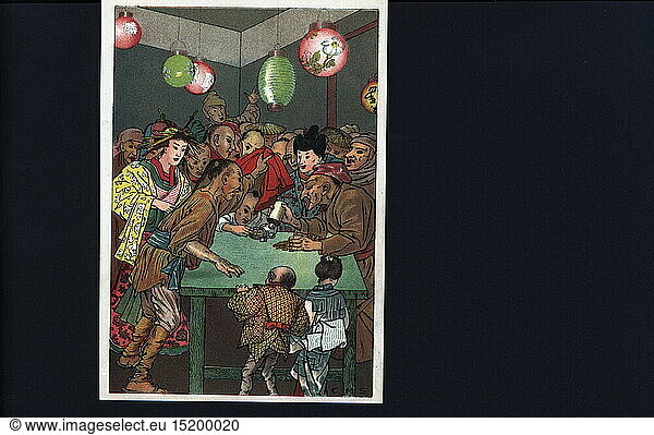 game  casinos  Chinese gambling house  chromolithograph  Germany  2nd half 19th century
