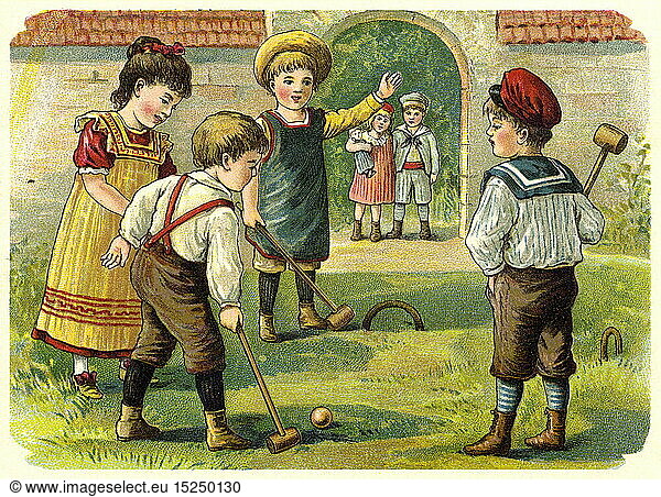 game  children at play  court hockey  Germany  circa 1900