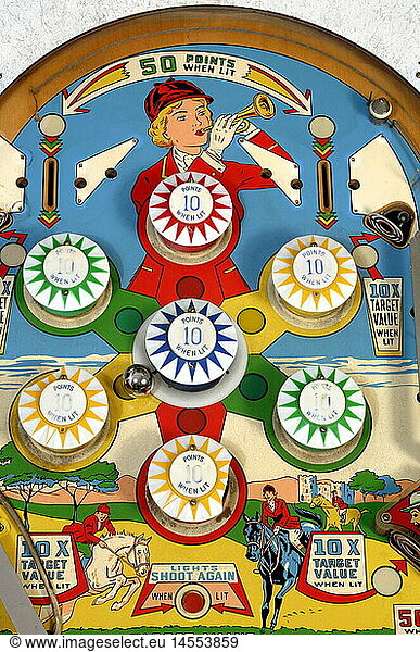 games  gaming machines  pinball  'Thoro Bred'  field  detail  made by D. Gottlieb u. Co.  1965