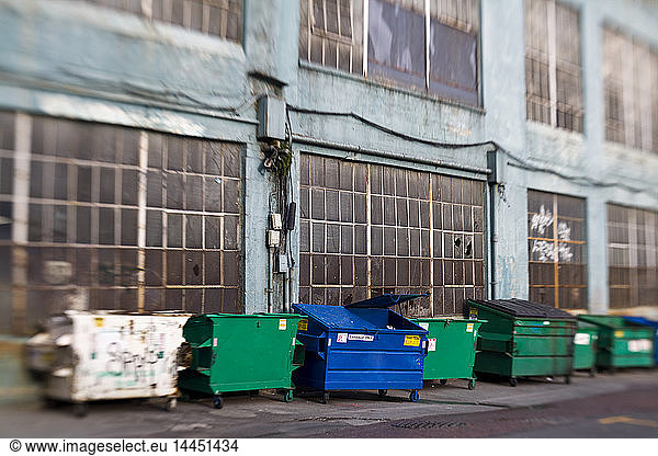 Garbage Canisters in Alley  Seattle  Washington
