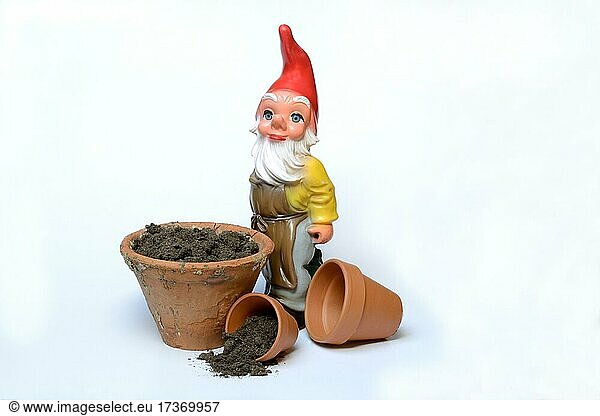 Garden gnome and garden tools  Germany  Europe