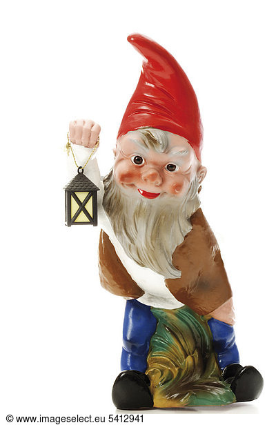Garden gnome holding lantern