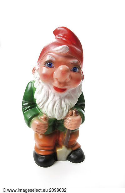 Garden gnome with spade  close-up