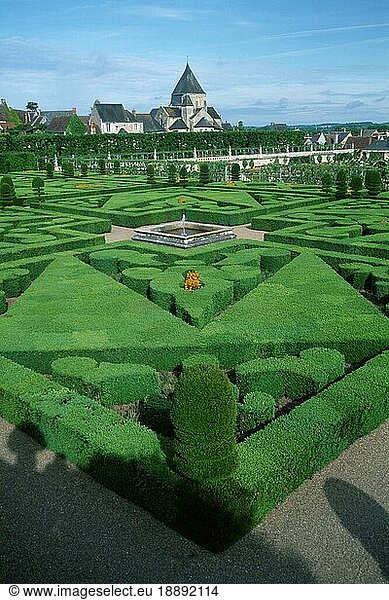 Gardens  Loire Valley  Chateau de  Villandry Castle  Villandry  Centre  France  Europe