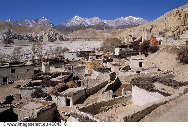 Garphu village and the tibetan border Mustang Nepal
