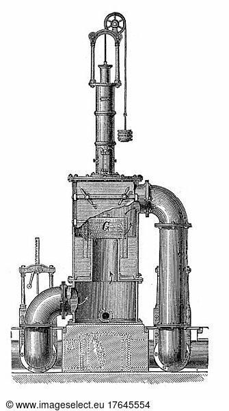 Gasbeleuchtung im 19. Jahrhundert  Teerscheider  digital restaurierte Reproduktion einer Originalvorlage aus dem 19. Jahrhundert