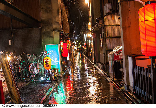 Gasse Regen Innenstadt Japan Kyoto