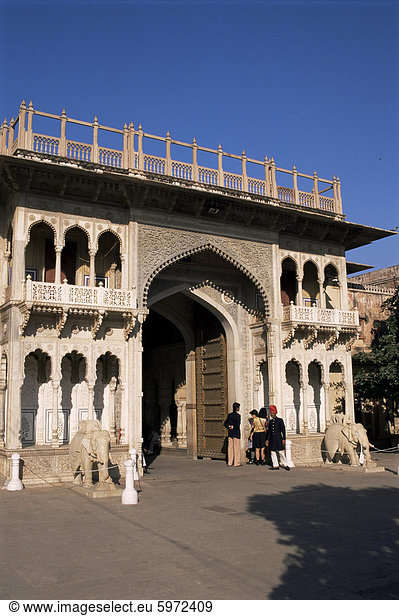Gateway  Stadtpalais  Jaipur  Rajasthan state  Indien  Asien