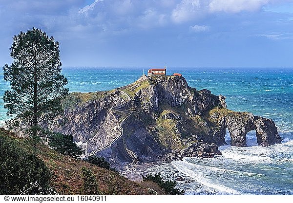 Gaztelugatxe islet with small San Juan hermitage on the coast of Biscay province of Spain.