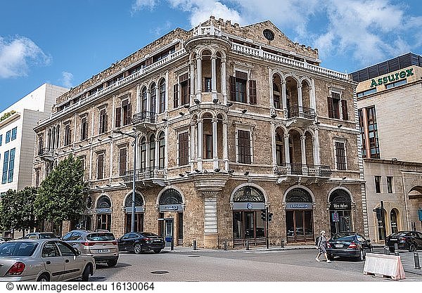 Gebäude mit Fransabank-Filiale in der Innenstadt von Beirut  Libanon.