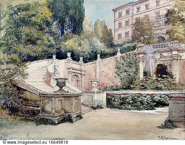Geftler Karl Eduardovich - Italienische Landschaft - Russische Schule - 19. Jahrhundert.