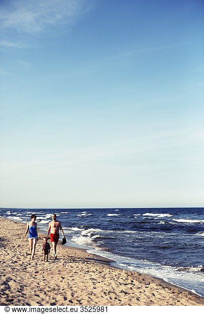 gehen Strand Junge - Person Menschliche Eltern