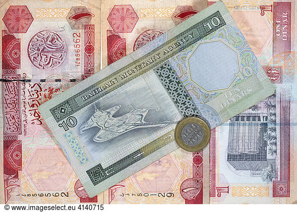 Geldscheine der Bahrain Monetary Agency  Landeswährung Dinar  Bahrain-Dinar (BHD)  Bahrain