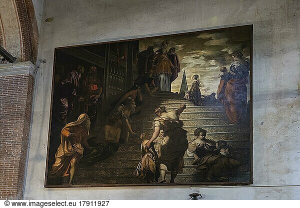 Gemälde von Tintoretto Presentazione al tempio della vergine  in Kirche  Chiesa della Madonna dell'Orto  Grabeskirche von Tintoretto  Venedig  Italien  Europa
