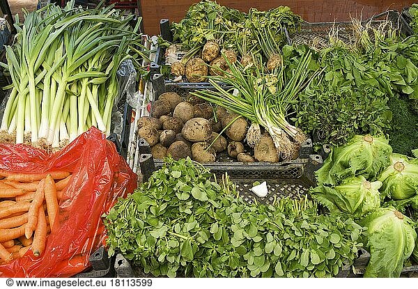 Gemüse  Gemüse auf dem Markt von Fethiye  türkische Ägäis  türkische Ägäis  Türkei  Asien