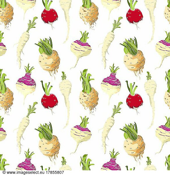 Gemüse Wurzeln Muster über weißem Hintergrund