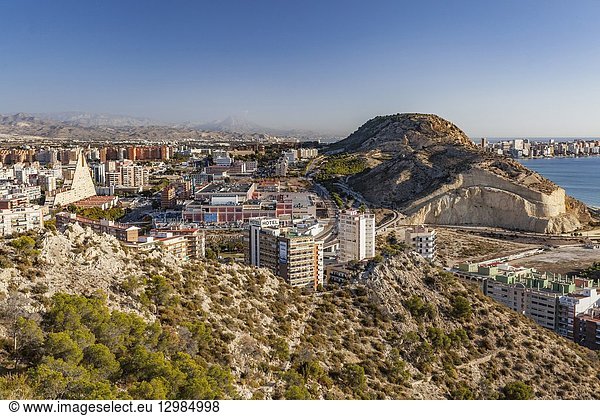 General city view from santa barbara castle. Alicante  Spain.