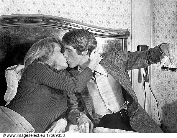Genevieve Gilles  Michael Crawford  on-set of the British Film  'Hello-Goodbye'  20th Century-Fox  1970