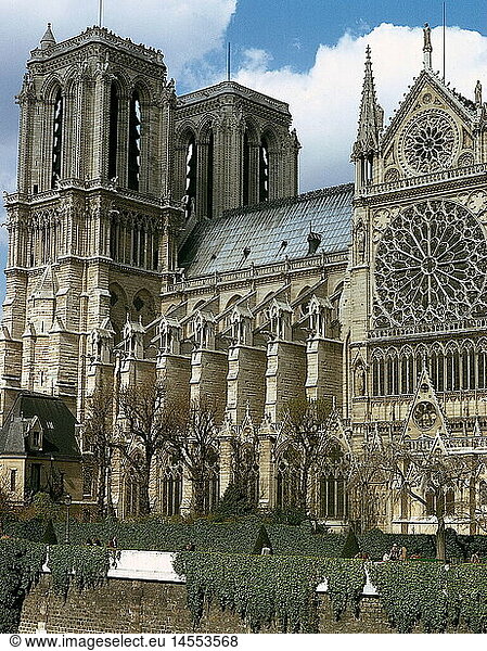 Geo.  Frankreich  Paris  Notre Dame de Paris  erbaut 1177 - 1240 Geo., Frankreich, Paris, Notre Dame de Paris, erbaut 1177 - 1240,