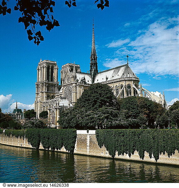 Geo.  Frankreich  Paris  Notre Dame de Paris  erbaut 1177 - 1240 Geo., Frankreich, Paris, Notre Dame de Paris, erbaut 1177 - 1240,
