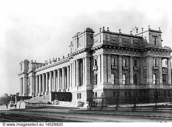 Geo. hist.  Australien  StÃ¤dte  Melbourne  GebÃ¤ude  Parlament  erbaut 1885 - 1929 Geo. hist., Australien, StÃ¤dte, Melbourne, GebÃ¤ude, Parlament, erbaut 1885 - 1929,