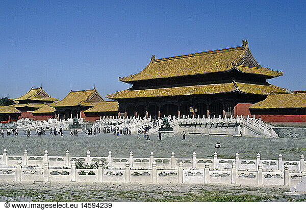 Geo. hist.  China  StÃ¤dte  Peking  Kaiserpalast  Tor der hÃ¶chsten Harmonie  erbaut: Ming-Dynastie  1970er Jahre