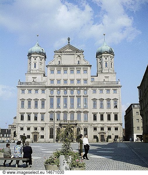 Geo. hist.  Deutschland  Bayern  Augsburg  GebÃ¤ude  Rathaus  Rekonstruktion von 1962  Aussenansicht  1960er Jahre