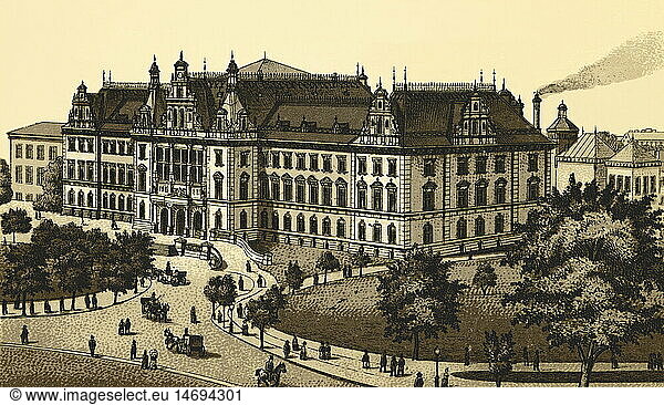 Geo. hist.  Deutschland  Hamburg  Justiz - GebÃ¤ude/StrafjustizgebÃ¤ude  Lithographie  um 1890