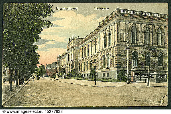 Geo. hist.  Deutschland  Niedersachsen  Braunschweig  Hochschule  Postkarte  versendet 1916