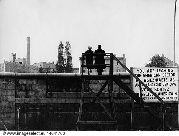 Geo. hist. Deutschland  StÃ¤dte  Berlin  Mauer  Beobachtungsturm  1963