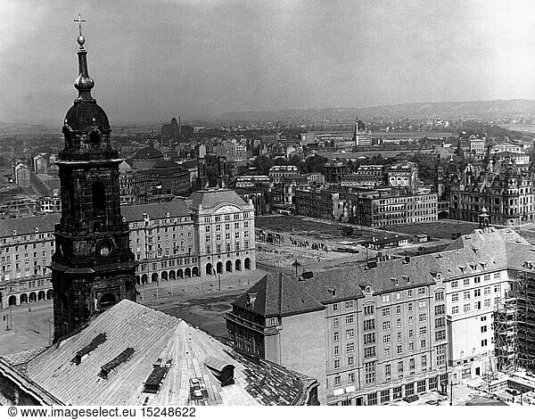 Geo hist.  Deutschland  StÃ¤dte  Dresden  Stadtansicht  Blick Ã¼ber die Altstadt  4.6.1956