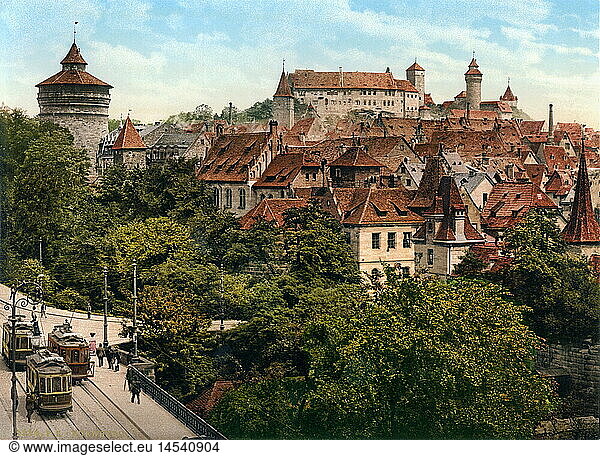 Geo. hist.  Deutschland  StÃ¤dte  NÃ¼rnberg  Stadtansichten  Blick auf die Atstadt vom Hallertor aus  links Turm Neutor  um 1899