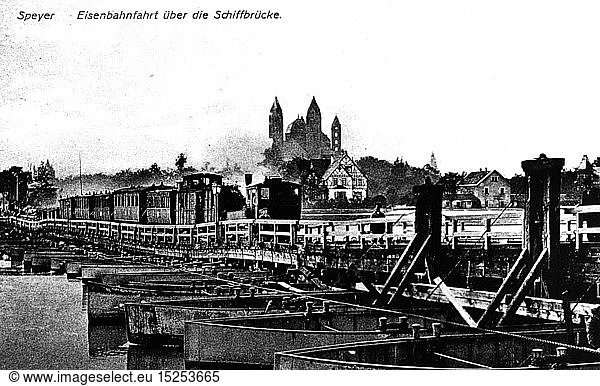 Geo hist.  Deutschland  StÃ¤dte und Gemeinden  Speyer  BrÃ¼cken  SchiffbrÃ¼cke Ã¼ber den Rhein  Fotopostkarte  um 1918