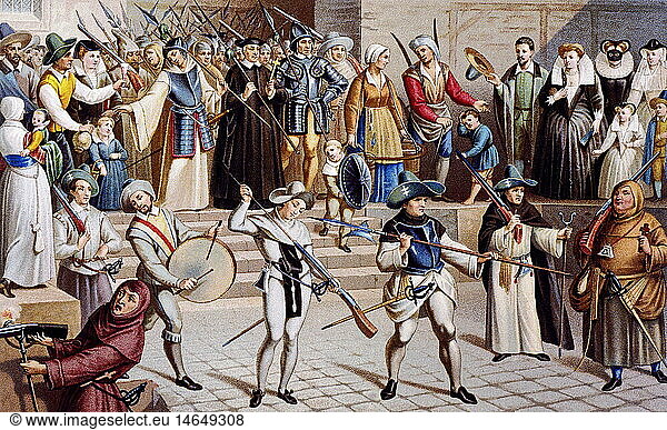 Geo hist  Frankreich  Politik  Prozession der Heiligen Liga in Paris  4.2.1593