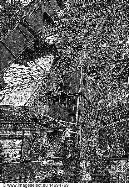 Geo. hist.  Frankreich  StÃ¤dte  Paris  Eiffelturm  Bau zur Weltausstellung 1889 Geo. hist., Frankreich, StÃ¤dte, Paris, Eiffelturm, Bau zur Weltausstellung 1889,