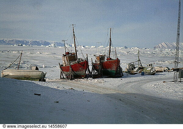 Geo. hist.  GrÃ¶nland  Qanaq  Bucht mit Eisbergen  1982