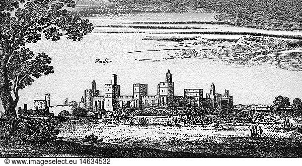 Geo.hist.  GroÃŸbritannien  SchlÃ¶sser  Windsor Castle  Ansicht  Kupferstich von Wenzel Hollar (1607 - 1677)