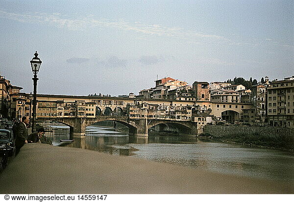 Geo hist. Italien  Florenz  BrÃ¼cken  Ponte Vecchio  1955