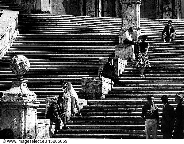 Geo. hist.  Italien  Rom  Spanische Treppe  Sommer 1959 Geo. hist., Italien, Rom, Spanische Treppe, Sommer 1959