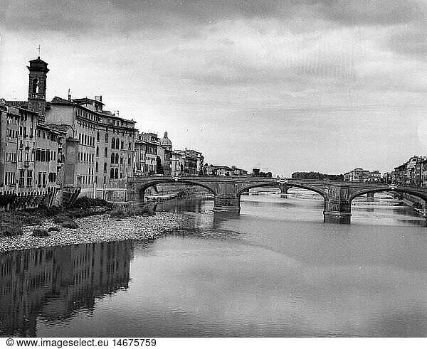 Geo. hist.  Italien  StÃ¤dte  Florenz  Stadtansichten  BrÃ¼cken Ã¼ber den Arno  1960er Jahre