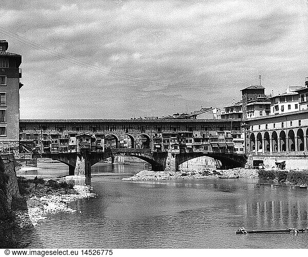 Geo. hist.  Italien  StÃ¤dte  Florenz  Stadtansichten  BrÃ¼cken  Ponte Veccio  1960er Jahre